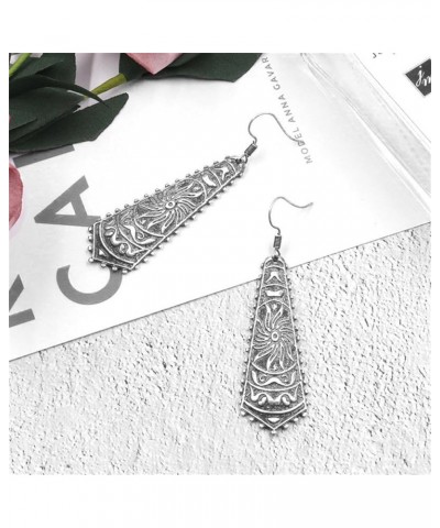 Bohemian Hammered & Engraved Silver Earrings for Women Girls Unique Handmade Vintage Boho Carved Texture Pattern Dangle Drop ...