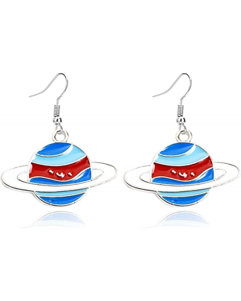 Planet Dangle Drop Earrings for Women Cut Star Universe Series Galaxy Earrings Enamel Saturn Earrings Blue $4.58 Earrings