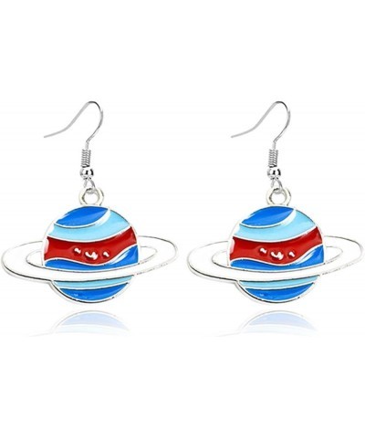 Planet Dangle Drop Earrings for Women Cut Star Universe Series Galaxy Earrings Enamel Saturn Earrings Blue $4.58 Earrings