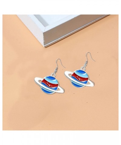 Planet Dangle Drop Earrings for Women Cut Star Universe Series Galaxy Earrings Enamel Saturn Earrings Blue $4.58 Earrings