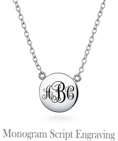 Personalized Minimalist Round Circle Disc Geometric Engravable Monogram Alphabet A-Z Initial Pendant Necklace For Women For T...