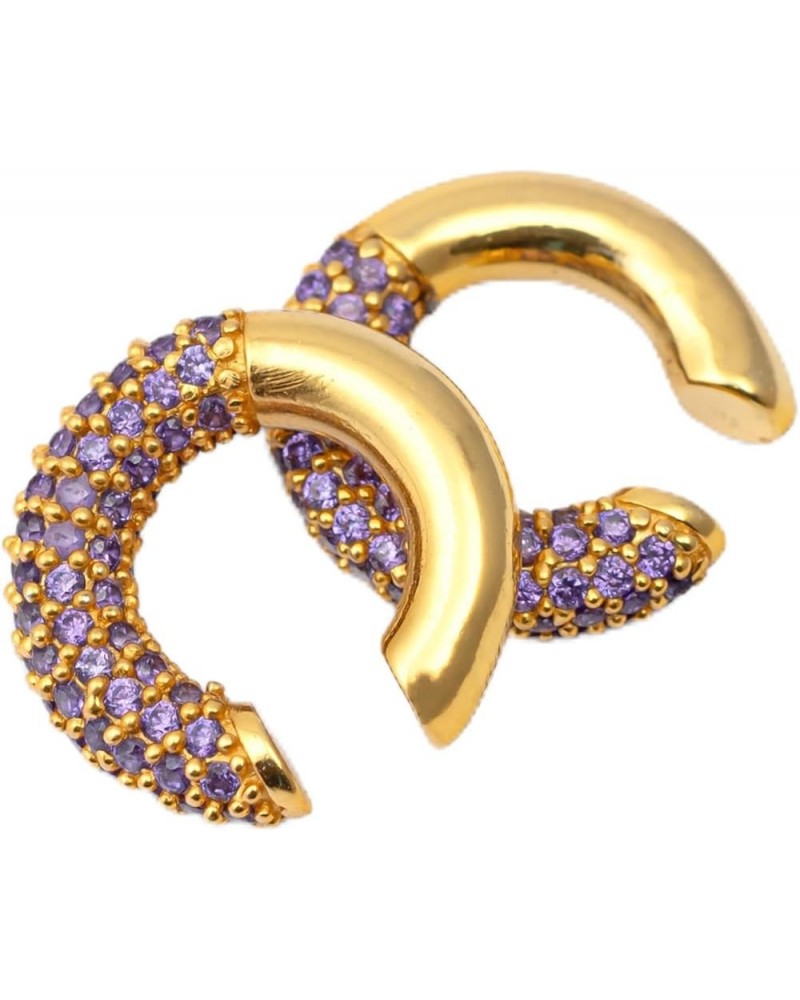 Pavé Ear Cuff Series | 14k Gold Plated Gemset Non Piercing Hoops for Women Amethyst $17.22 Earrings