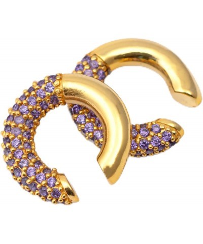 Pavé Ear Cuff Series | 14k Gold Plated Gemset Non Piercing Hoops for Women Amethyst $17.22 Earrings