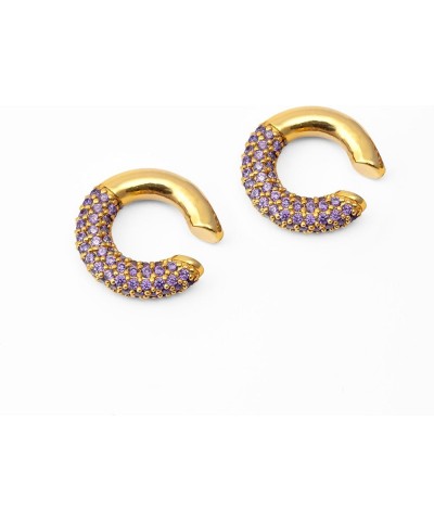 Pavé Ear Cuff Series | 14k Gold Plated Gemset Non Piercing Hoops for Women Amethyst $17.22 Earrings