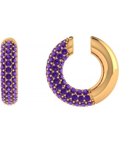 Pavé Ear Cuff Series | 14k Gold Plated Gemset Non Piercing Hoops for Women Amethyst $17.22 Earrings