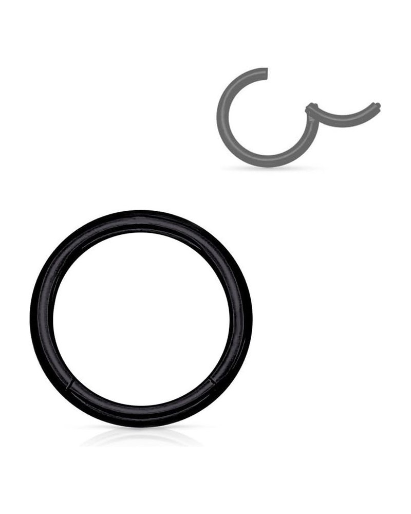 316L Surgical Steel Hinged Seamless Nose Rings Hoop 14G 16G 18G, Diameter 6mm 8mm 10mm 12mm, Gold/Rose Gold/Silver/Black/Rain...