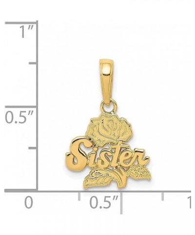 14k Yellow Gold Sister Rose Necklace Charm Pendant Brother Fine Jewelry For Women Gifts For Her $71.23 Pendants