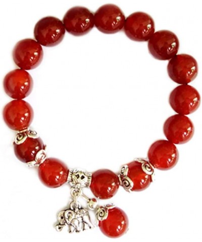 Womens Lucky Elephant Bracelet Healing Natural Aquamarine Crystal Agate Beads Bracelet,10MM Red Agate $8.20 Bracelets