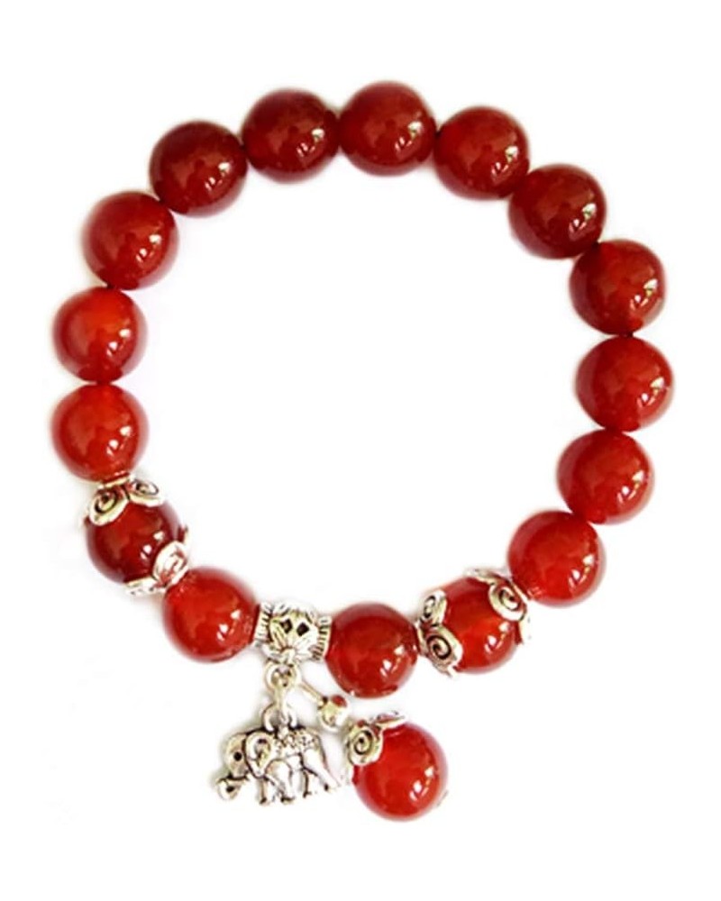 Womens Lucky Elephant Bracelet Healing Natural Aquamarine Crystal Agate Beads Bracelet,10MM Red Agate $8.20 Bracelets