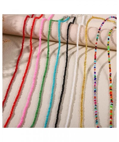 Boho Beaded Choker Necklace Short Necklaces Summer Necklaces Jewelry for Women and Girls White $6.58 Necklaces