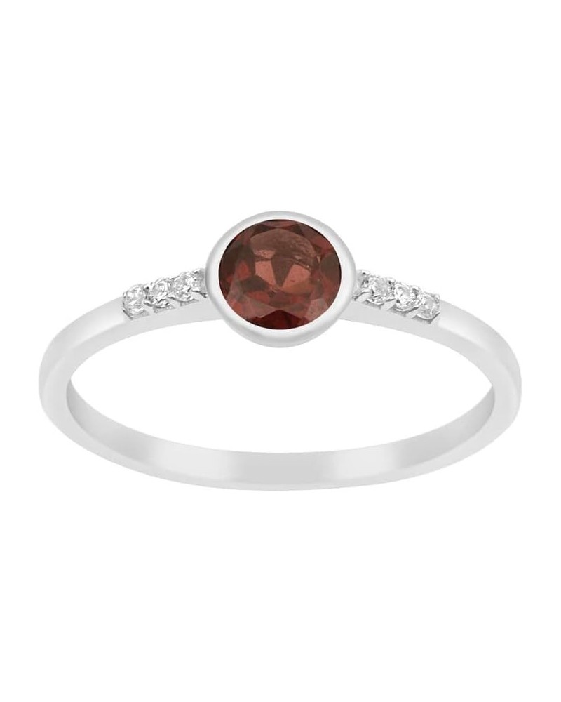 Sterling Silver Round Cut 5mm Natural Choice Gemstone Birthstone Women Stacking Wedding Ring, GIFT FOR HER Garnet $19.95 Rings