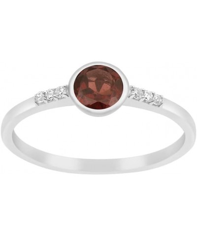 Sterling Silver Round Cut 5mm Natural Choice Gemstone Birthstone Women Stacking Wedding Ring, GIFT FOR HER Garnet $19.95 Rings