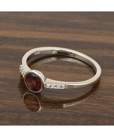 Sterling Silver Round Cut 5mm Natural Choice Gemstone Birthstone Women Stacking Wedding Ring, GIFT FOR HER Garnet $19.95 Rings