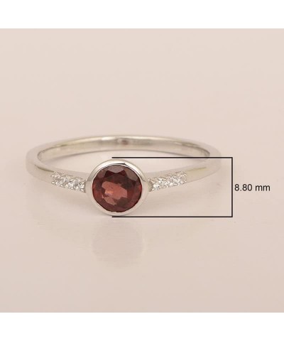 Sterling Silver Round Cut 5mm Natural Choice Gemstone Birthstone Women Stacking Wedding Ring, GIFT FOR HER Garnet $19.95 Rings