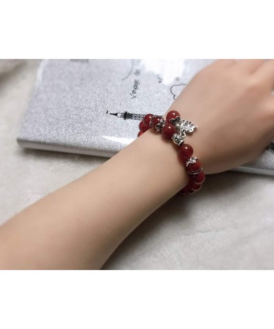 Womens Lucky Elephant Bracelet Healing Natural Aquamarine Crystal Agate Beads Bracelet,10MM Red Agate $8.20 Bracelets