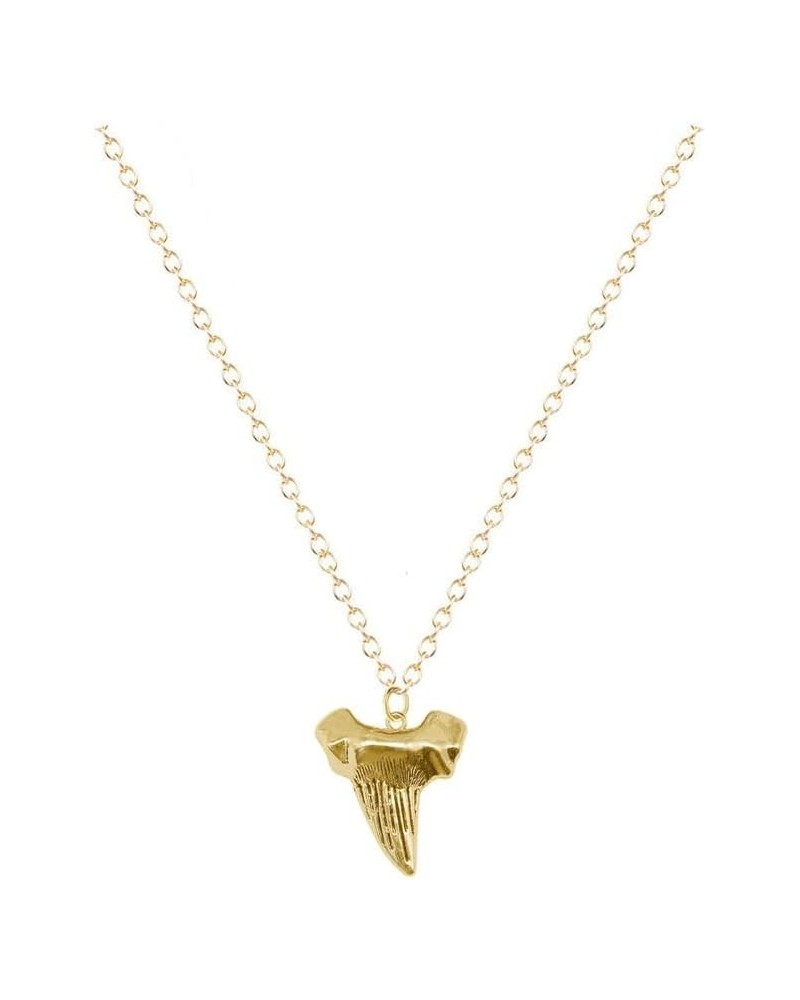 WLLAY Fashion Shark Tooth Pendant Necklace For Women Beach Jewelry gold 2 $8.63 Necklaces