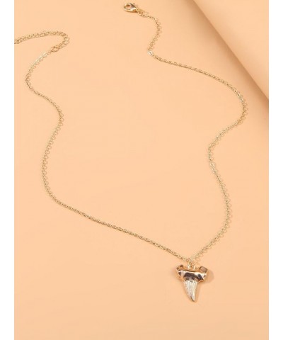 WLLAY Fashion Shark Tooth Pendant Necklace For Women Beach Jewelry gold 2 $8.63 Necklaces