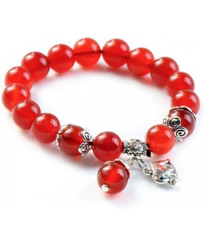 Womens Lucky Elephant Bracelet Healing Natural Aquamarine Crystal Agate Beads Bracelet,10MM Red Agate $8.20 Bracelets