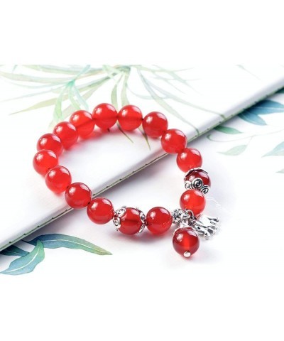 Womens Lucky Elephant Bracelet Healing Natural Aquamarine Crystal Agate Beads Bracelet,10MM Red Agate $8.20 Bracelets