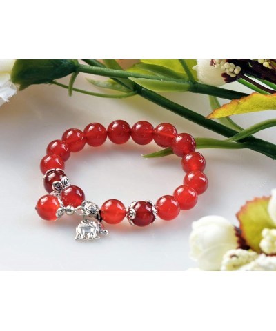 Womens Lucky Elephant Bracelet Healing Natural Aquamarine Crystal Agate Beads Bracelet,10MM Red Agate $8.20 Bracelets