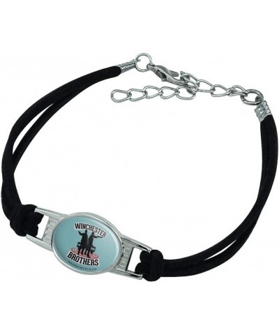 Supernatural Winchester Brothers Novelty Suede Leather Metal Bracelet black $10.43 Bracelets