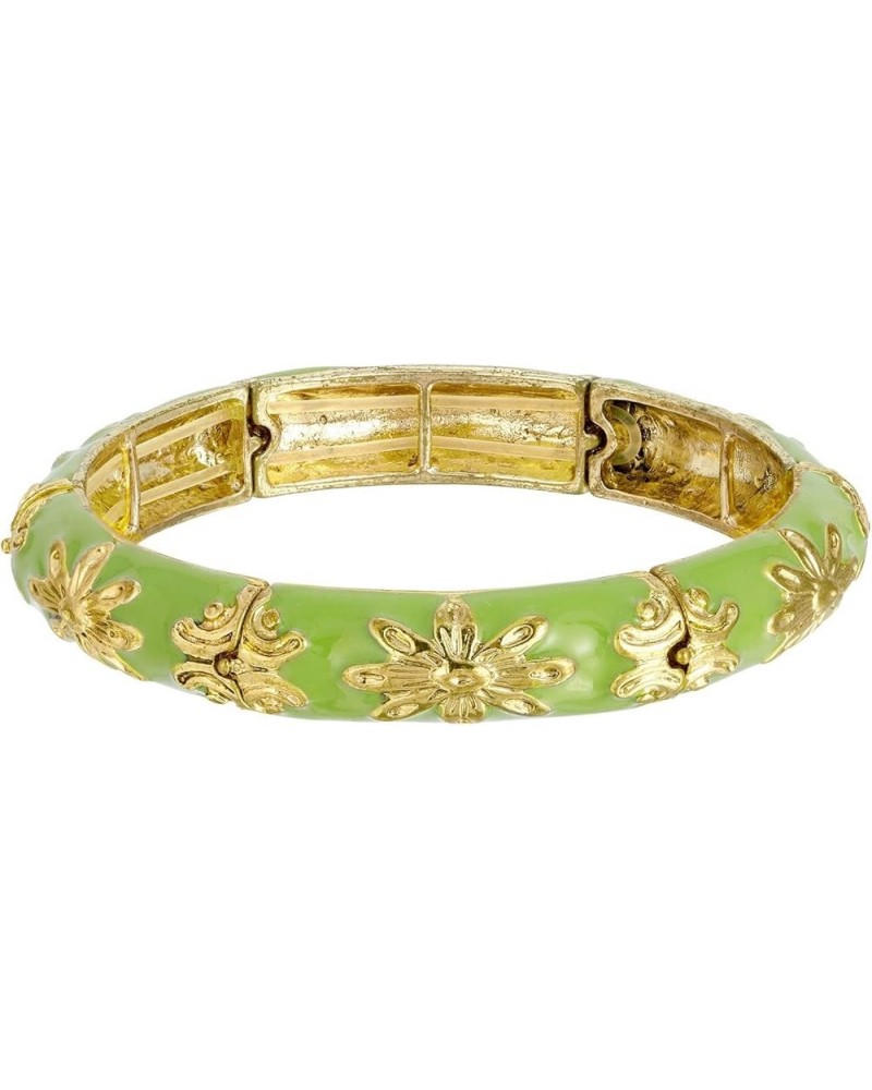 1928 Jewelry Floral Garden Transparent Enamel Stretch Bracelet Gold-Tone/Green $15.40 Bracelets