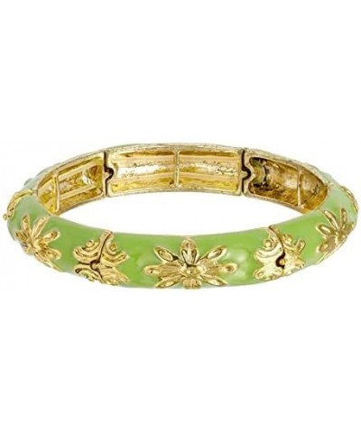 1928 Jewelry Floral Garden Transparent Enamel Stretch Bracelet Gold-Tone/Green $15.40 Bracelets