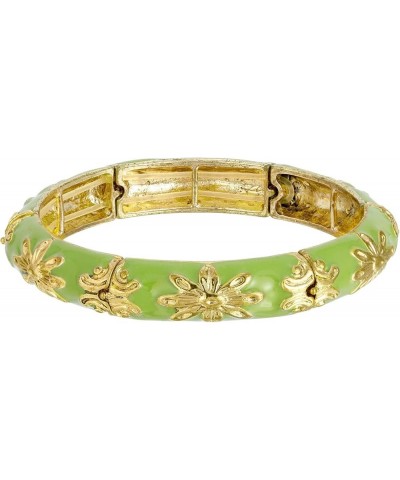 1928 Jewelry Floral Garden Transparent Enamel Stretch Bracelet Gold-Tone/Green $15.40 Bracelets