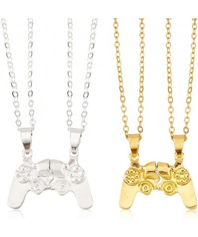 4 Pcs 2 Colors Game Controller Necklaces Magnetic Matching Pendant Necklaces Alloy Recreation Console Handle Necklace Golden ...