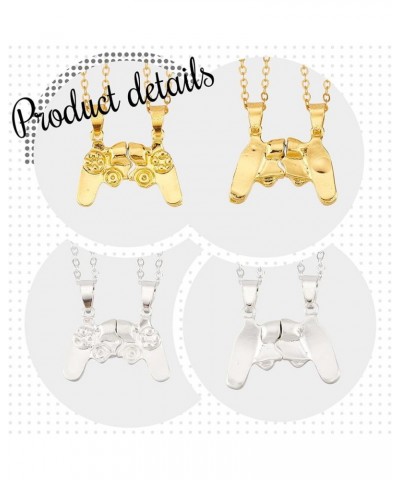 4 Pcs 2 Colors Game Controller Necklaces Magnetic Matching Pendant Necklaces Alloy Recreation Console Handle Necklace Golden ...