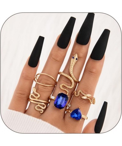 9-15PCS Knuckle Stacking Rings Set for Teen Girls Gifts Crystal Rhinestone Finger Statement Ring Sets Vintage Snake Knot Mid ...