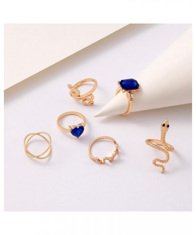 9-15PCS Knuckle Stacking Rings Set for Teen Girls Gifts Crystal Rhinestone Finger Statement Ring Sets Vintage Snake Knot Mid ...