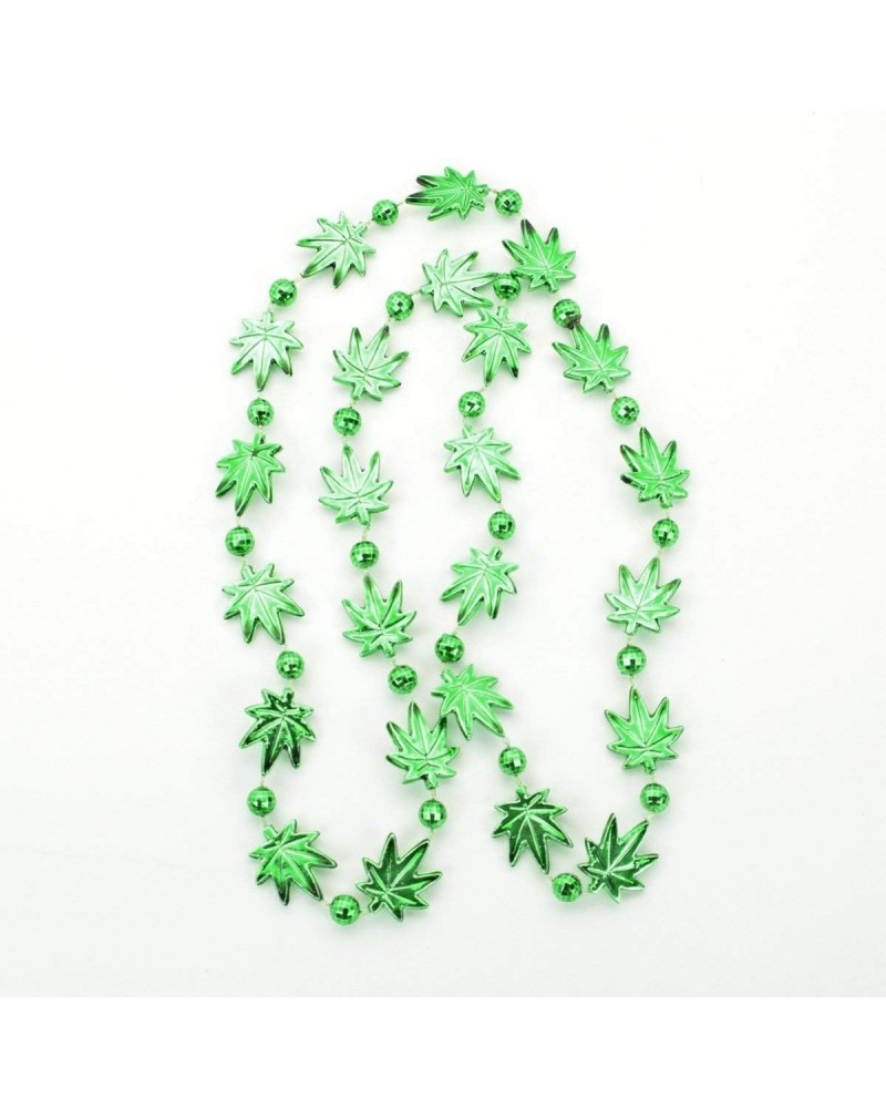 Pot Leaf Bead Necklaces Green Pack of 12 Green Plastic - 33 Inches $10.99 Necklaces