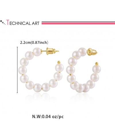 Pearl Earrings For Women Hypoallergenic Earring Small Pearl Hoop Earrings Ivory Pearl Hoops Fashion Cute Earrings Light Weigh...