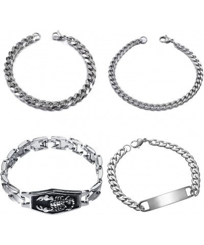 3/4PCS Chain Bracelet for Men Women - Sturdy Stainless Steel Curb Width Cuban Link Chain Bracelet Set for Men Women -Send one...