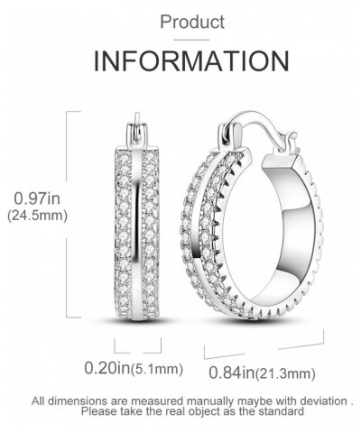 925 Sterling Silver Hoop Earrings for Women Girls Cute Huggie Earrings 5A Cubic Zirconia Two Row CZ $10.63 Earrings