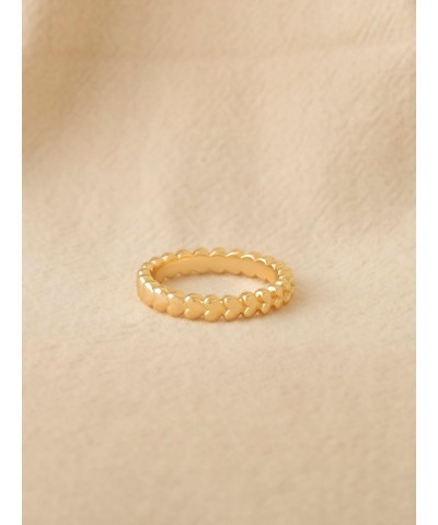 Gold Heart Ring for Women 14K Gold Plated Minimalist Stack 4MM Wide Band Finger Jewelry Size 6-8 $10.63 Rings