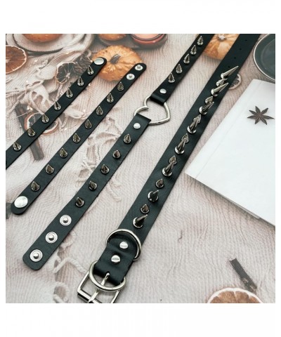 4 Pcs Punk Leather Necklace Bracelets for Women Gothic Spiker Studded Choker Necklace Wristband Bracelets for Halloween Cospl...