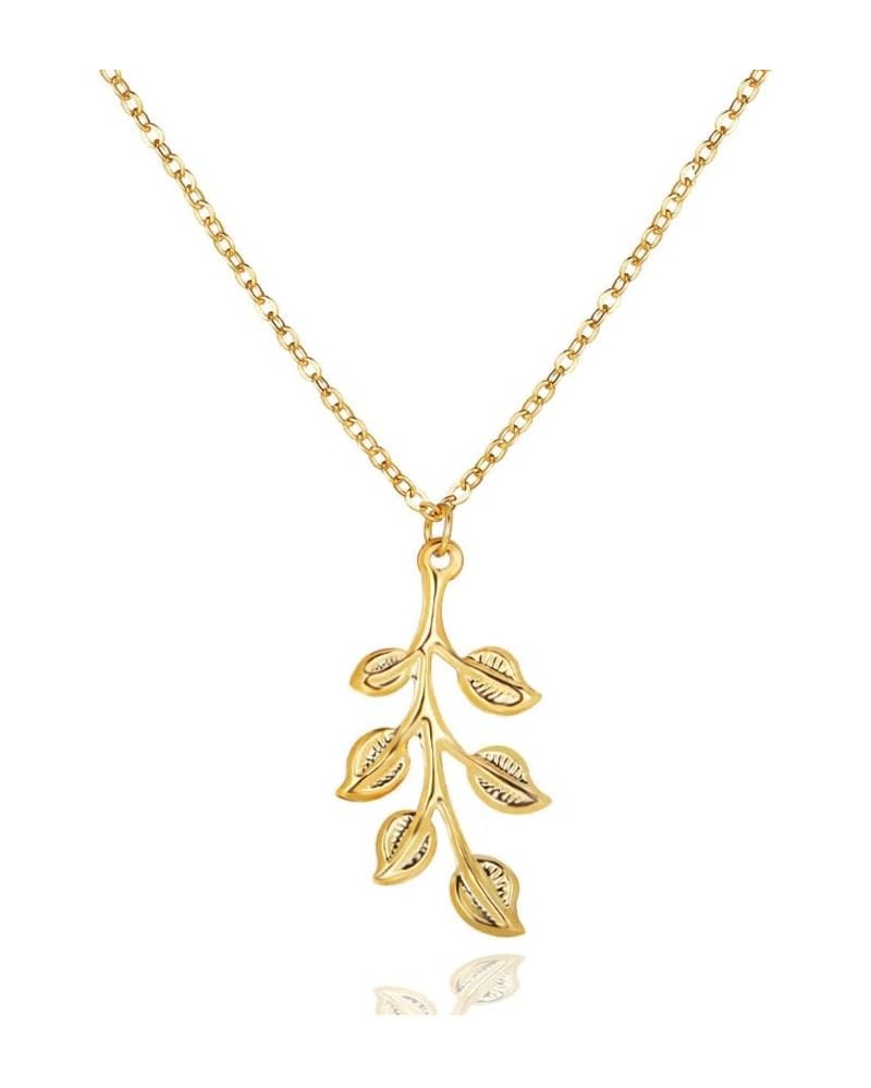 Leaf Pendant Necklaces for Women Dainty Leaf Plant Necklace Gold Pendant Necklace for Girls Minimalist Necklace Everyday Jewe...