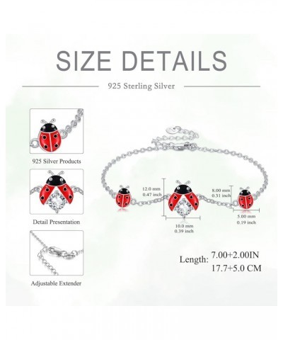 Cardinal Ladybug Turtle Frog Butterfly Bracelet Anklet Women's Sterling Silver Animal Bracelet Jewellery, Women's Gift for Mo...