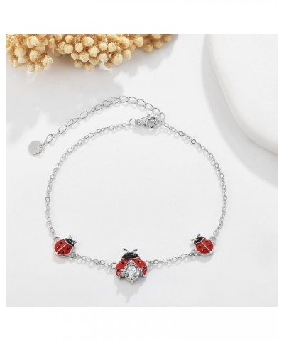 Cardinal Ladybug Turtle Frog Butterfly Bracelet Anklet Women's Sterling Silver Animal Bracelet Jewellery, Women's Gift for Mo...