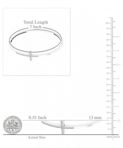 0.10 Carat (ctw) Round White Diamond Sideways Cross Bangle Bracelet for Women in 925 Sterling Silver $75.00 Bracelets