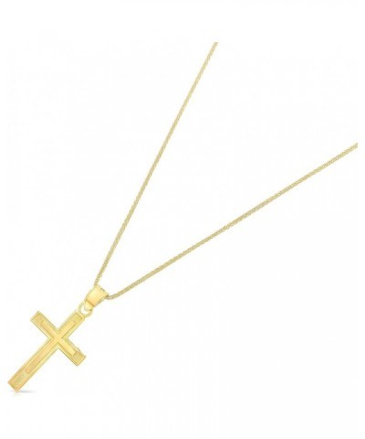 Real 14K Solid Gold Polished Cross Pendant Necklace With 0.9mm Wheat Chain in 16-24 Inches 24 Inches $96.40 Necklaces