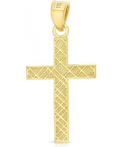 Real 14K Solid Gold Polished Cross Pendant Necklace With 0.9mm Wheat Chain in 16-24 Inches 24 Inches $96.40 Necklaces