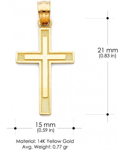 Real 14K Solid Gold Polished Cross Pendant Necklace With 0.9mm Wheat Chain in 16-24 Inches 24 Inches $96.40 Necklaces