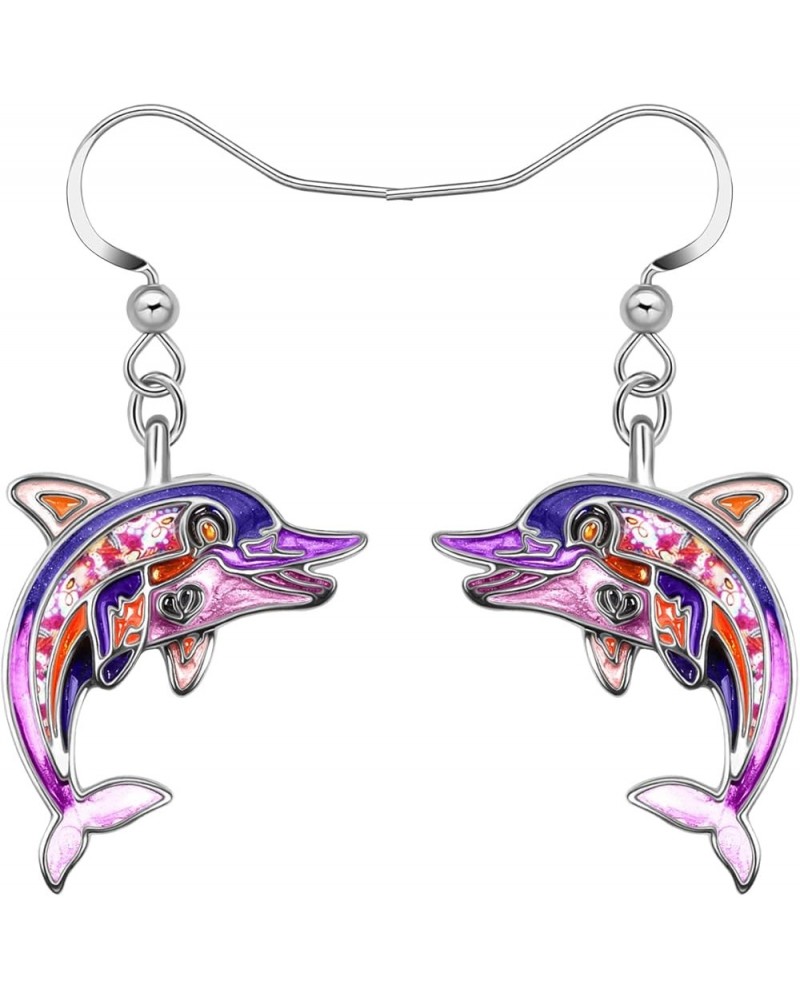 Cute Enamel Alloy Ocean Animal Creative Seahorse Shark Whale Jellyfish Octopus Dolphin Dangle Earrings for Women Girls Fashio...