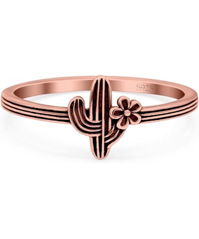 Flower Cactus Ring Oxidized Band Solid 925 Sterling Silver Thumb Ring (10mm) Rose Tone, Sterling Silver $10.82 Rings