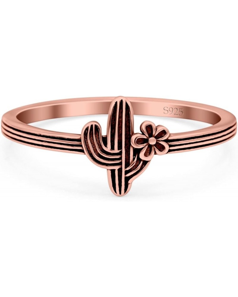 Flower Cactus Ring Oxidized Band Solid 925 Sterling Silver Thumb Ring (10mm) Rose Tone, Sterling Silver $10.82 Rings