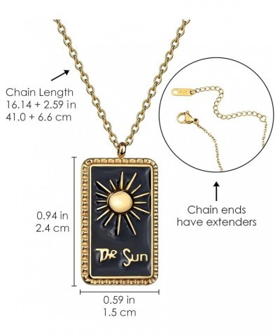 Sun Necklace for Women Gold Silver Plated Dainty Mother of Pearl Sun Charm Pendant Vintage Toggle Paperclip Chain Sun Necklac...