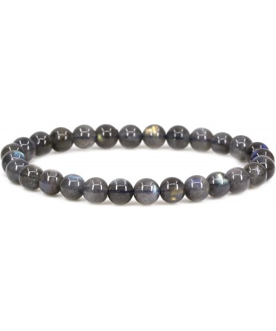 Natural Gemstone 6mm Round Beads Stretch Bracelet 7 Inch Labradorite $7.53 Bracelets